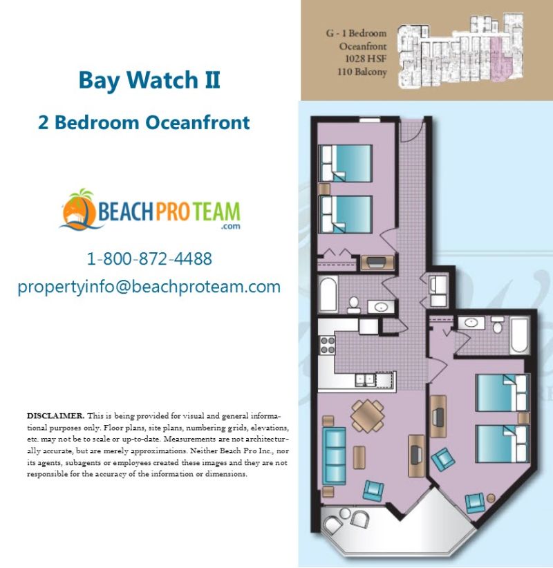 Bay Watch Resort II Floor Plan G - 2 Bedroom Oceanfront